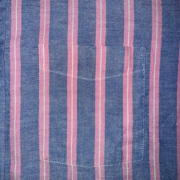 Vintage Chaps Ralph Lauren Striped Blue/Pink Shirt (Hong Kong) – Size Large - Picture 3 of 12
